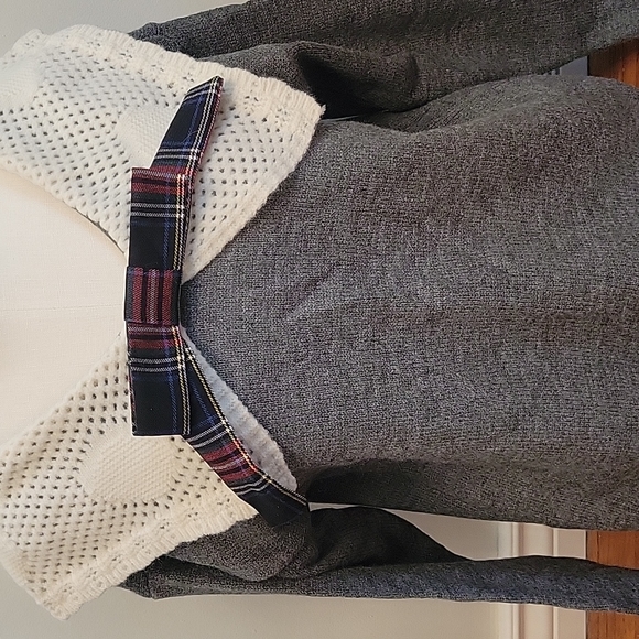 Shein Gray Peter Pan Collar Sweater w/ Bow sz Small - Picture 2 of 5